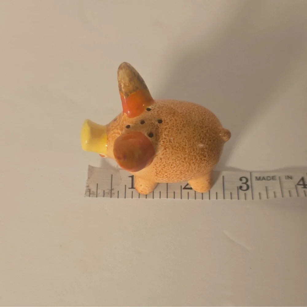 Vintage Ceramic Pig Salt Pepper Shakers Set Orange Yellow Made in Occupied Japan